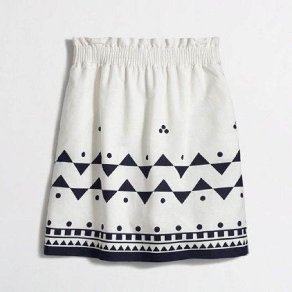 J. Crew White and Blue Linen Mini Skirt, Sz. 8